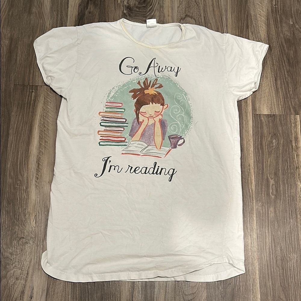 😴 “Go Away, I’m Reading” Sleep Shirt – Book Lover Pajama Tee, One Size